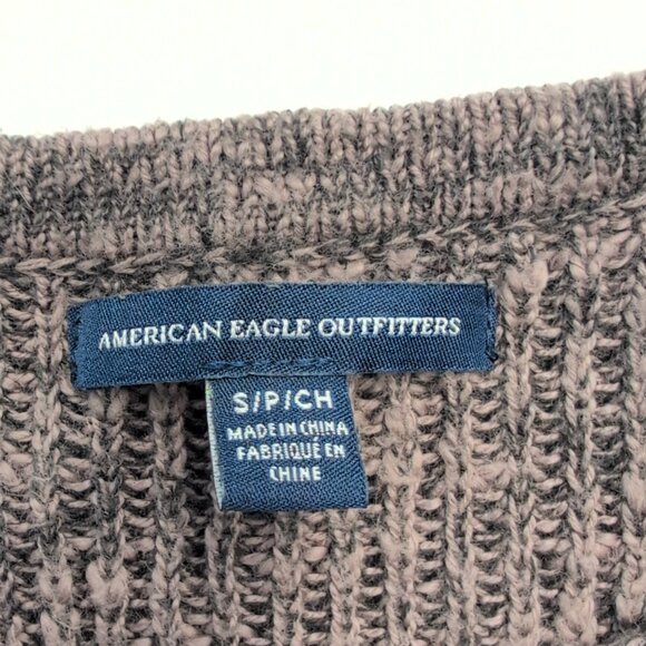 American Eagle Gray Lace-Up V-Neck Sweater Size S - Picture 4 of 10